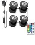 Colored Pond Lights with Timer, Underwater RGB Fountain Light IP68 Waterproof, Dimmable Outdoor Landscape Lights Fish Tank Pond Fountain Garden, 4 in Set
