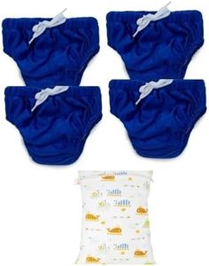 Kawaii Baby 2 Reusable Swim Diapers with Waterproof 2-Pocket Zippered Wetbag, Medium - Neon.