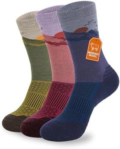 Pioneer Camp Merino Wool Hiking Socks for Men & Women Cozy Running Socks Cushioned Breathable Athletic Work Hunting - 3 Pairs
