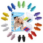 Silicone Ear Plugs for Sleeping Noise Cancelling, 10 Pairs Reusable Earplugs for Sleeping, Concert, Snoring, Travel, Work, 10 Colors, 33dB SNR