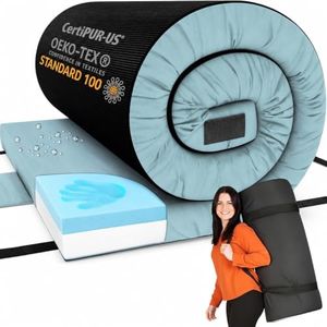 Hazli Matrix AirCell 4 Inch Memory Foam Camping Mattress Pad - Queen Roll Up Mattress for Adults - Double Portable Cot Sleeping Pad-2 Person Floor Mat or Bed Roll - Queen 80" x 60" x 4" Blue