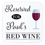 Personalised Name Red Wine Wooden Drinks Coaster Mat Gift