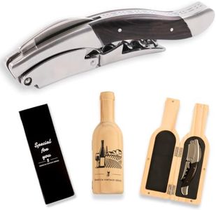 Semecca® Corkscrew Wine Opener, Waiter's Corkscrew, Double Stage, The perfect Wine Opener and Wine key, Wine Bottle Shaped Wooden Box, Gift for Wine Lovers (Ebony Wood)