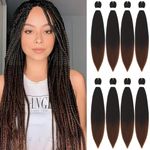 Braiding Hair Pre Stretched - 16 Inch Pre Stretched Braiding Hair 1B/30 Braiding Hair Soft Yaki Texture 8 Packs Crochet Hair Extensions Braids for Black Women (16 Inch(8Packs), 1B/30)