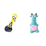 Foodie Puppies Potty Scooper Non-Breakable Pet Pooper Scooper for Dogs and Cats (Scooper Small)& Natural Latex Rubber Squeaky (Blue Bull) Dog Toy