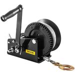 VEVOR Rope Crank, 3500 LBS Capacity Heavy Duty Hand Winch with 10 m(32.8 ft) Wire Cable and Alloy Hook, w/ 2-Gear Two-Way Manual Operated Ratchet, for ATVs Boats Trailers Trucks Auto Marine, Black