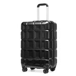 Kono 20" Carry On Cabin Luggage Lightweight ABS Hard Shell Travel Suitcase Trolley with TSA Lock and 4 Spinner Wheels (Black, 20")