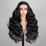 MEGALOOK Upgraded Bleached Knots Body Wave Human Hair Wig 13x4 HD Pre Cut Lace Front Wigs 200% Density Brazilian Real Human Hair Wigs for Women Wear and Go Glueless Wigs Natural Black Color 20 Inch