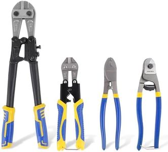 Evertools 4pc Bolt Cutter Pliers Sets, Heavy Duty Bolt Cutters, 14" Bolt Cutter and 8" Wire Cable Cutter, Mini 8" Bolt Cutter, 8" Cable Cutter for Cutting Locks, Steel Wire, Barbed Wire, Chains
