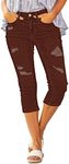 luvamia Womens Capri Jeans for Women High Waisted Skinny Ripped Jean Denim Pants Ripped Jeans for Teen Girls High Waisted Jeans for Teen Girls Trendy Distressed Mom Jeans Hot Chocolate Size Medium