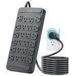 TROND Surge Protector Power Bar - 360° Rotating Plug, 24 Outlets, 6 USB Ports - Total 37W, 6ft Flat Plug Extension Cord, 4000 Joules, ETL Listed, Large Power Strip for Home Office Dorm Room Essentials