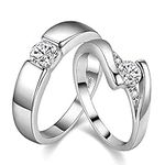 Uloveido 2 pcs Charm Lab Created Round Diamond Engagement Promise Wedding Band Rings Graduation Ring for Boyfriend and Girlfriend Lovers Nice Valentines Day Gift for Couples (Men Women Size 9) J045