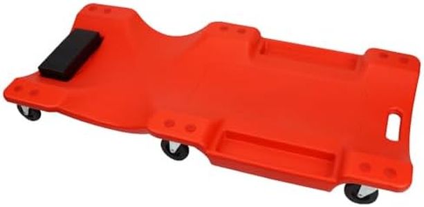 SEDY 40-Inch Plastic Mechanic Creeper with Padded Headrest, 6 Swivel Casters, Built-In Tool Trays, Low Profile Automotive Creeper for Garage & Workshop