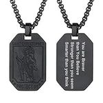PROSTEEL Personalised St Christopher Charm with Chain Black Traveller's Prayer Gift
