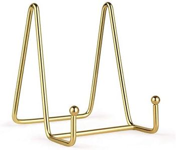 2 Pack Display Stands Holders, Gold Iron Easel Plate Holder Display Stands Metal Wire Frame Holders for Pictures, Decorative Plate Dish and Tabletop Art (4 inch)