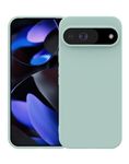 Foluu Silicone Case for Google Pixel 9/Pixel 9 Pro, Liquid Gel Rubber Bumper Case with Soft Microfiber Lining Cushion Slim Hard Shockproof Protective Cover for Pixel 9/Pixel 9 Pro 2024 (Light Cyan)