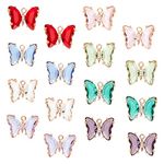 SUNNYCLUE Rhinestone Butterfly Charms, Brass+glass, glass