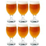 Vikko Beer Glass, Set of 6 Belgian Style Beer Glasses, Large Size 13.5 Ounce, Dishwasher Safe Durable Drinking Glass for Craft Brews, Beer or Water