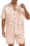 SWOMOG Mens Silk Pajama Set 2 Piece