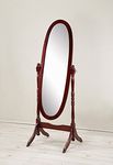 Roundhill Traditional Queen Anna Style Wood Floor Cheval Mirror, Cherry Finish