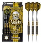 Harrows Voodoo Brass Steel Tip Darts Set 19g, 21g, 23g, 25g & 27g - Includes Speedline shafts, Marathon Gold Flights & Travel Case, (25g)