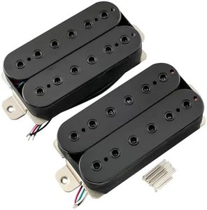 Musiclily Pro HH-HEXA Alnico 5 Magnet Uncovered Adjustable Hexagonal Poles Humbucker Neck Bridge Pickups Set 7.8K/16.6K for Electric Guitar, Black