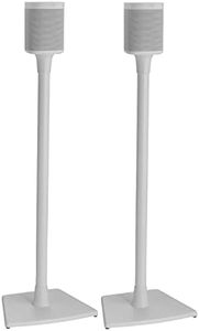 Sanus Speaker Stands Pair for Sonos One, One SL & Play:1 Speakers - Premium Fixed Height Speaker Stand w/Built-in Cable Management Channels & Easy 3-Step Install - White Stands Pair