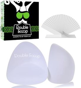 Double Scoop® Triangle Big Bust Inserts w/Bonus Tape Sticky Strips, Shapewear for Large Breast Bra Cup, Replacement Bra Pads, Nipple Covers Smoother, Lightweight Plus Size DD+ (White)