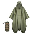 Urby Plus Size Adult Rain Poncho with Hood, Poncho Para Lluvia, Tactical Ponchos Adult For Camping, Hiking, Travel, Outdoors, Dark Green, Large-XX-Large