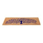 Onlymat Natural Coco Coir Beige and Blue Tree Printed Anti-Slip Doormat Long-Lasting, Heavy Duty, Large & Thick Entryway Rug with PVC Backing for Indoor, Outdoor, Patio, Home and Office