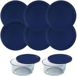 Wood Grip | Lids for Pyrex and Anchor Round Glass Containers | Lids For Pyrex Glass Containers | Replacement Lids (Blue, 2 Cups, 6 Pack)