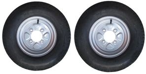 A pair of 500 x 10 inch trailer wheels & tyres with 4 ply tyres & 115mm PCD. 5.00 x 10 Fits these trailers Erde 142/3 & Daxara 147/8 Pt no. LMX1603 PLEASE DO NOT BUY UNTIL YOU HAVE CHECKED YOUR PCD