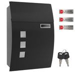 SONGMICS Mailbox, Wall-Mounted Lockable Post Letter Box with Viewing Windows, Nameplate, and Keys, Easy to Install, Black GMB30BK