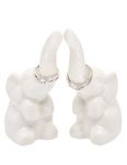 BARBIZON WAGON Elephant Ring Holder 2 Pack, White, Ceramic, Jewelry Storage