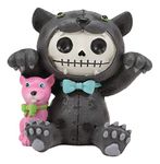 Ebros Larger Furry Bones Bagheera The Black Cougar with Blue Bow-tie and Pink Panther Doll Voodoo Skeleton Figurine 3.5" Tall Collectible Furrybones Skulls Skeletons in Halloween Costume Statue