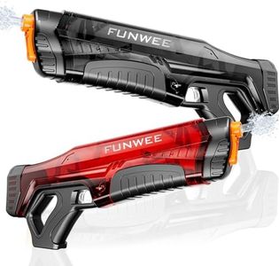 Funwee Electric Water Guns for Adults & Kids, Automatic Water Reload & Shooting Over 250 Blasts Water Blaster Squirt Guns Up to 32 FT Long Range, Summer Beach Pool Backyard Outdoor Toys (Black+Red)