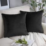 YORKSHIRE BEDDING Velvet Cushion Covers 45 x 45 cm - 2 Pack Decorative Square Throw Pillow Cases - Luxury Soft Black Cushion Cover for Sofa Couch Bedroom with Invisible Zipper 18x18 Inches