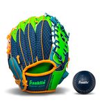 Franklin Sports Kids Baseball Glove - Meshtek Youth Teeball Glove + Ball Set - Boys + Girls Mitt - Kids + Toddler - Right Hand Throw - Royal/Lime/Orange - 9.5"