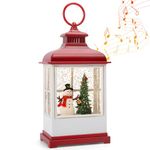 Christmas Snow Globe Lantern 6H Timer-Snowman in Musical LED Glittering,USB & Battery Operated, Music Box for Christmas Home Décor and Gift Decorations