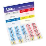 QWORK® 300PCS Solder Seal Electrical Wire Connectors in 7 Sizes (24-10 AWG) - Waterproof Heat Shrink Connectors for Automotive, Marine, and More