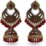 Bohemian Indian Dangle Earrings for Women Girls Turquoise Vintage Antique Silver Golden Bell Chandelier Statement Earrings Birthstone Beaded Crystal Jhumka Jhumki Lotus Mexico Tassel Studs Traditional