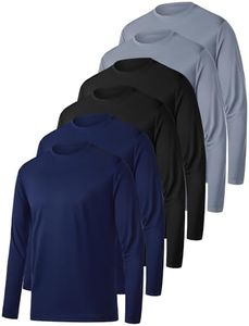 OYGSieg 6 Pack Long Sleeve Shirts for Men Moisture Wicking UPF SPF Sun Protection Tee Shirts Workout T Shirts Casual M