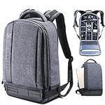 K&F Concept Lightweight DSLR Camera Backpack Water Resistant Nylon Multipurpose Bag for Canon Nikon Fuji and Other Cameras Laptop Ipad - Light Grey(17.32 * 6.30 * 11.42")