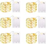 6 Pack LED Fairy Lights Battery Operated with Timer, 13FT 40LED Waterproof Firefly Lights Silver Wire Mini Twinkle String Lights for Wedding Christmas Birthday Party Mason jar Decorations, Warm White