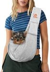 Tomkas Small Dog Sling Carrier - Cat Sling Carrier - Zipper Pocket & Adjustable Strap - for 3-10 lbs Pets(Gray) Puppy