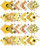 Soimoi Honey Bee Print Precut 5-inch Cotton Fabric Quilting Squares Charm Pack DIY Patchwork Sewing Craft-White & Yellow