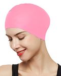 Swimming Cap for Women Men, Durable Flexible 3D Ergonomic Design High Elastic Silicone Swim Caps Keep Hair Dry Comfortable Waterproof Pink