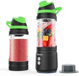Portable Blender for Smoothies and Shakes, Anti-Jamming, 24oz USB-C Rechargeable, BPA-Free, Electric Protein Shaker Bottle with Travel Lid for Kitchen, Gym & Office.(Black Base Green Lid)