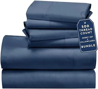 California Design Den Bedding Bundle - Full Sheet Set with 4 Pillowcases, 500 Thread Count, 100% Cotton Sateen (Navy Blue)