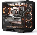 darkFlash Full-Tower ATX Gaming PC Case, Back Plug-in Motherboard, 1 Fans, Dual-Chamber, Panoramic Glass, Up to 2 x 360mm Radiators, RTX 40 Compatible(DY470) (1 PWM ARGB Fans, Black)